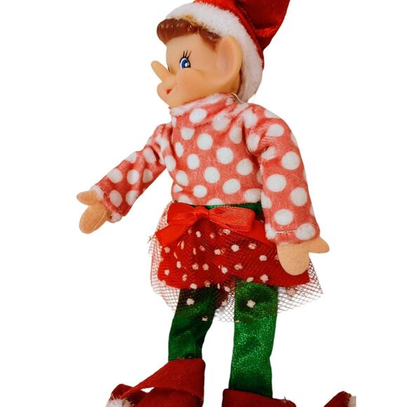 VNTG Christmas PIXIE ELF Tree Ornament Long Nose Rubber Smile Happy Knome Elves - Picture 5 of 11